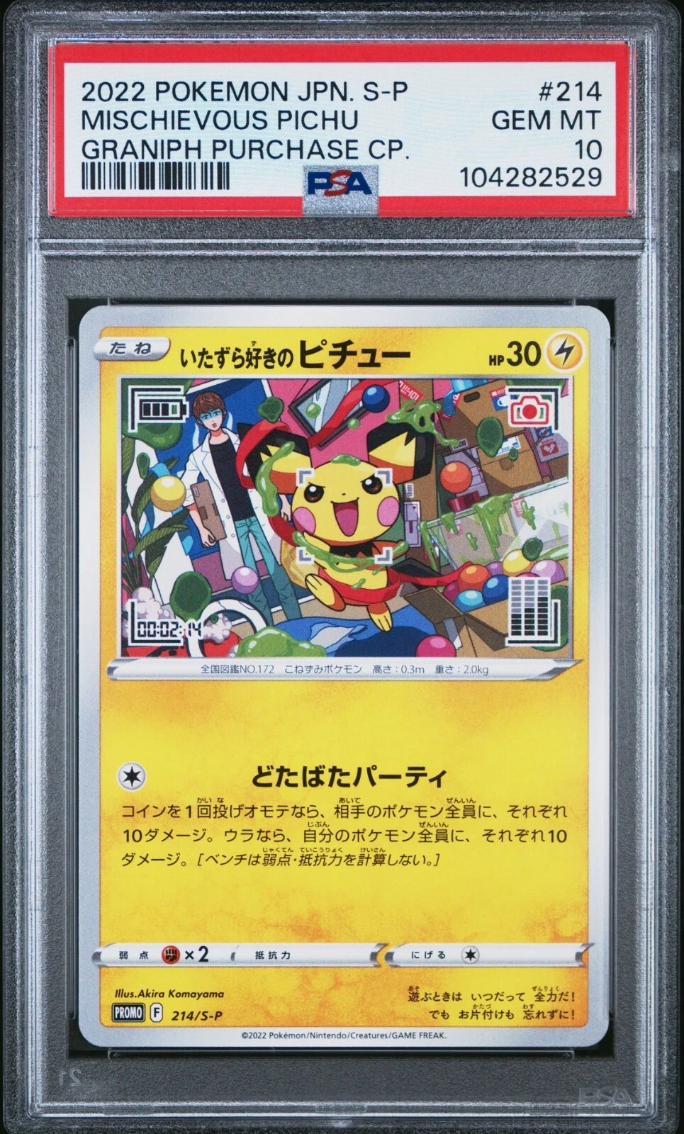 PSA 10 MISCHIEVOUS PICHU GRANIPH PURCHASE CAMPAIGN 214/S-P JAPANESE POKEMON CARD
