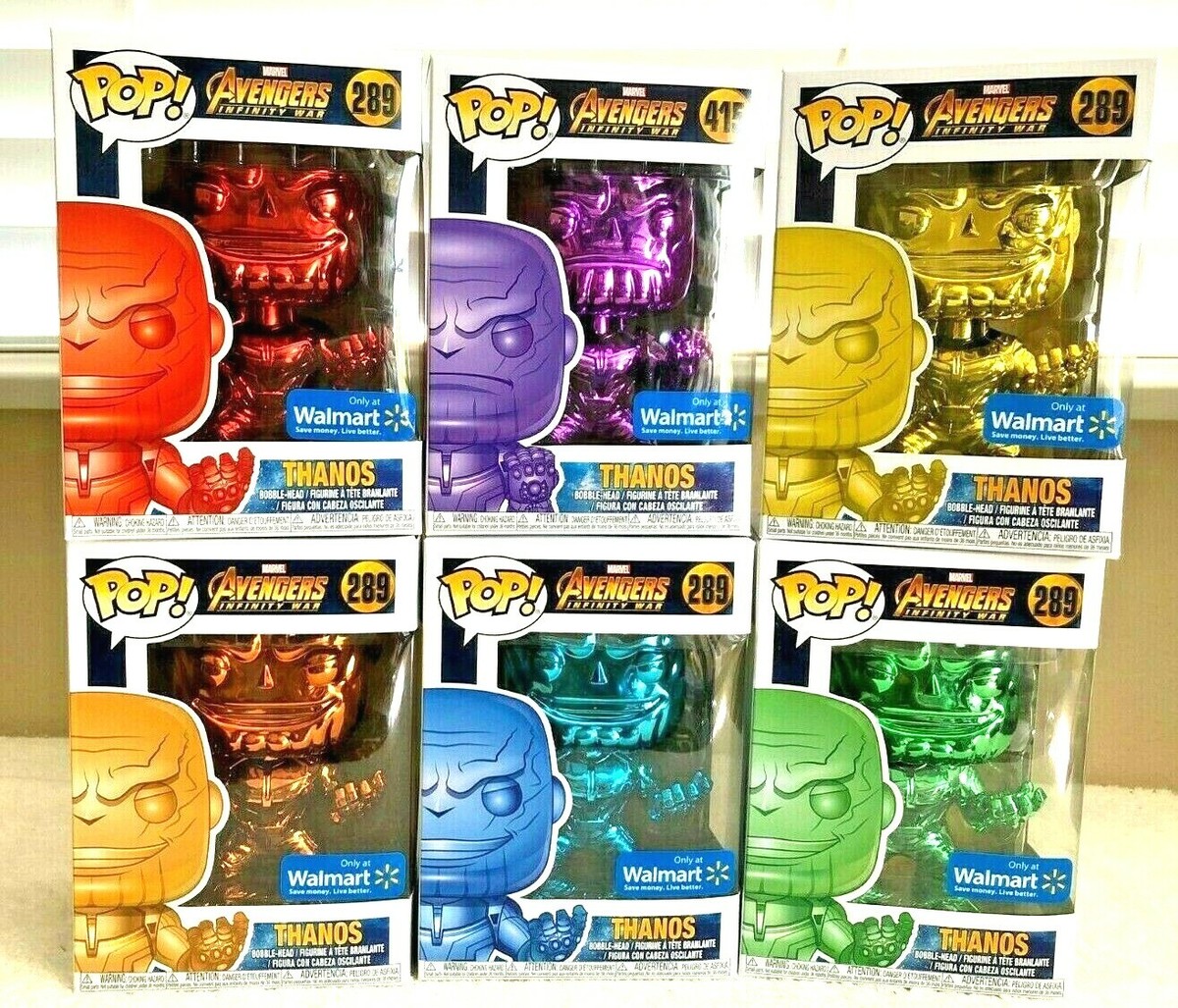 Funko Pop! Avengers Infinity War THANOS Chrome Walmart Exclusive Complete  Set
