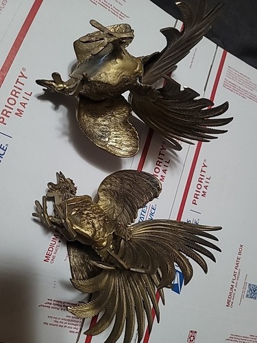 2 gallos de lucha de latón vintage - muy buen estado - Imagen 11 de 11