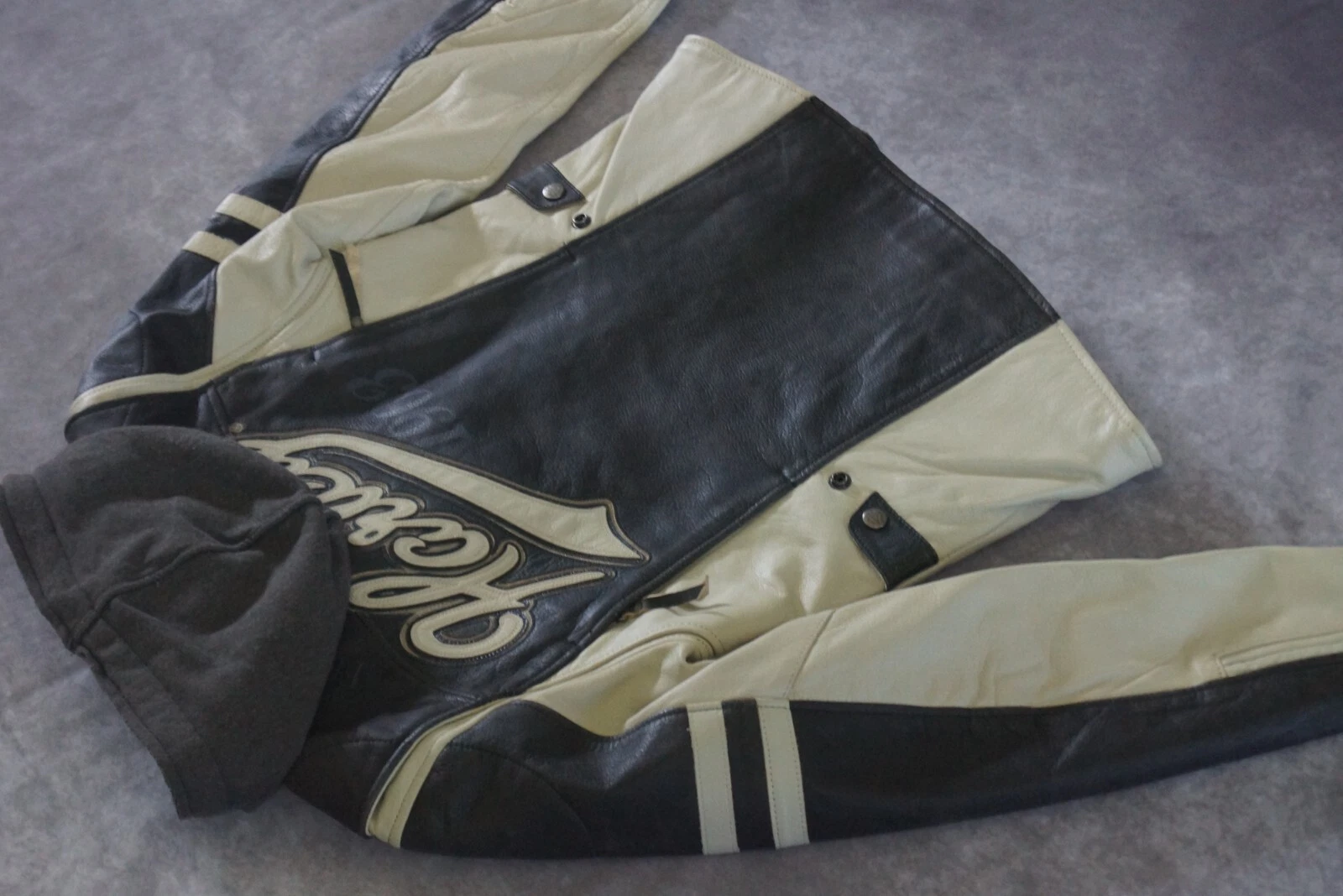 OFF WHITE Felpa con cappuccio Harley Davidson donna Dundee bianca sporca in pelle 3 in 1 S 97177 14VW