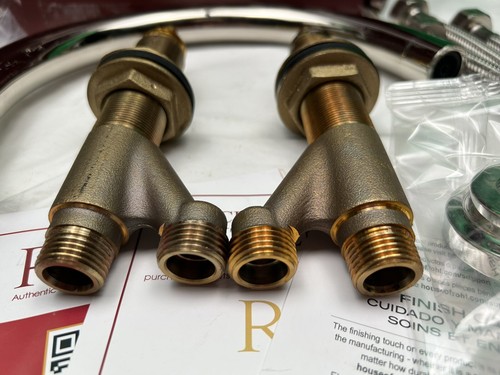 Rohl A2214LMPN -Riempitore vasca montaggio a ponte 5 fori con valvole nichel lucido beccuccio a C - Foto 16 di 24