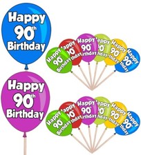 90th Birthday Balloon Mens Ladies Party Food Cup Cake Picks Decorations Toppers