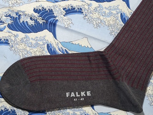 Falke Hombres Oxford Rayas Algodón Calcetines Rojo Carbón Talla UK 7-8 EU 41-42 RRP £17 - Imagen 3 de 4