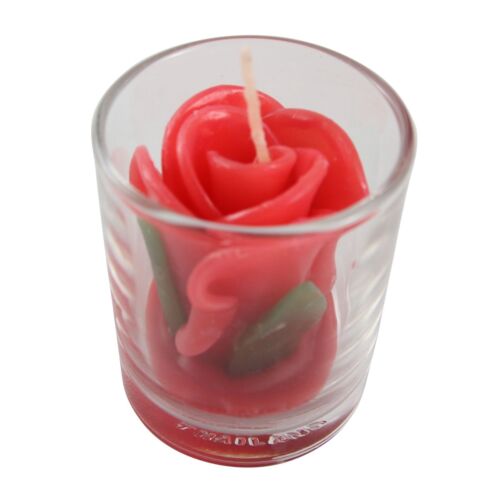 Kerze Valentinstag Rose im Glas Zylinder - Bild 1 von 2