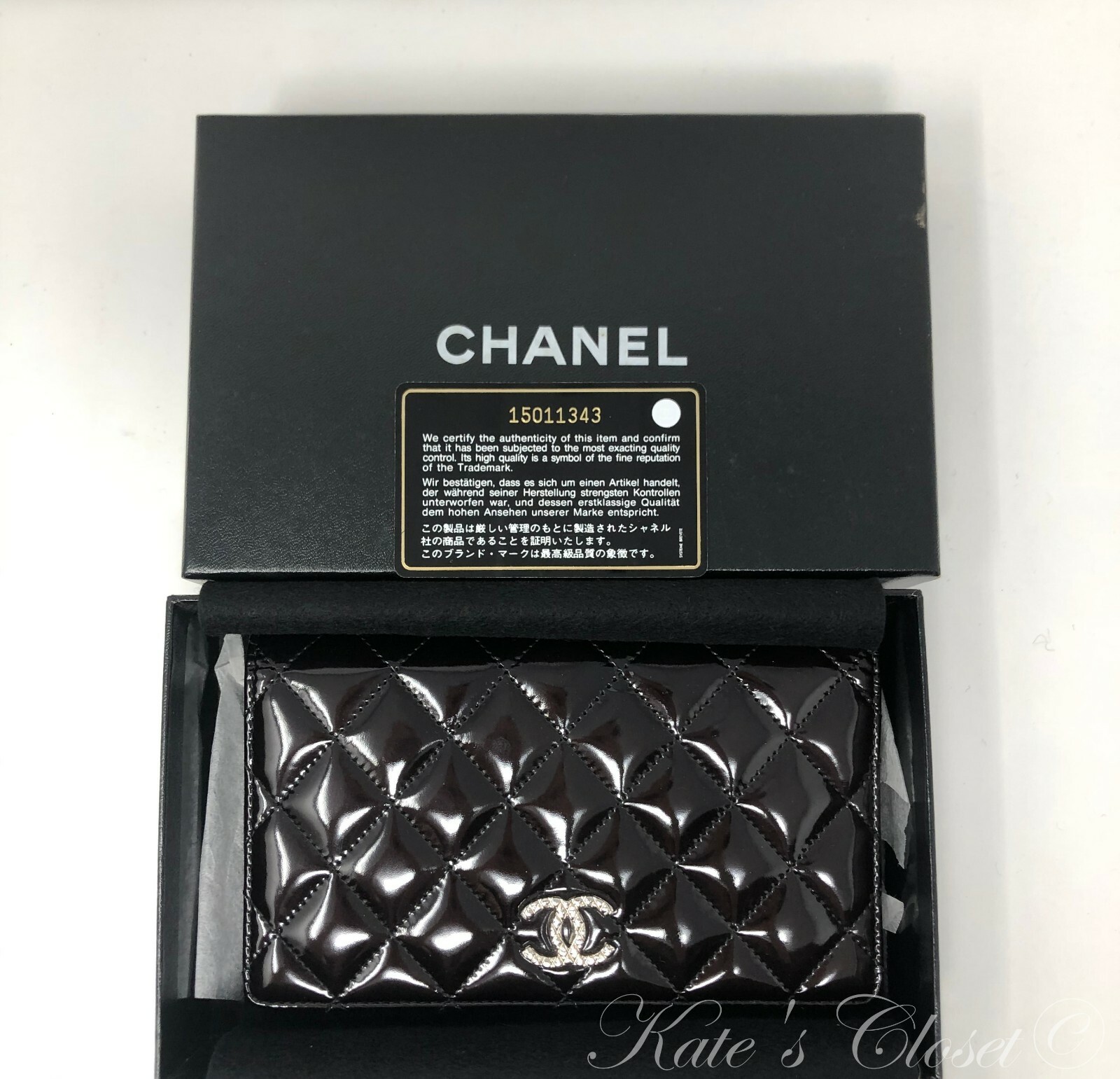 CHANEL Patent Leather Wallet Gem