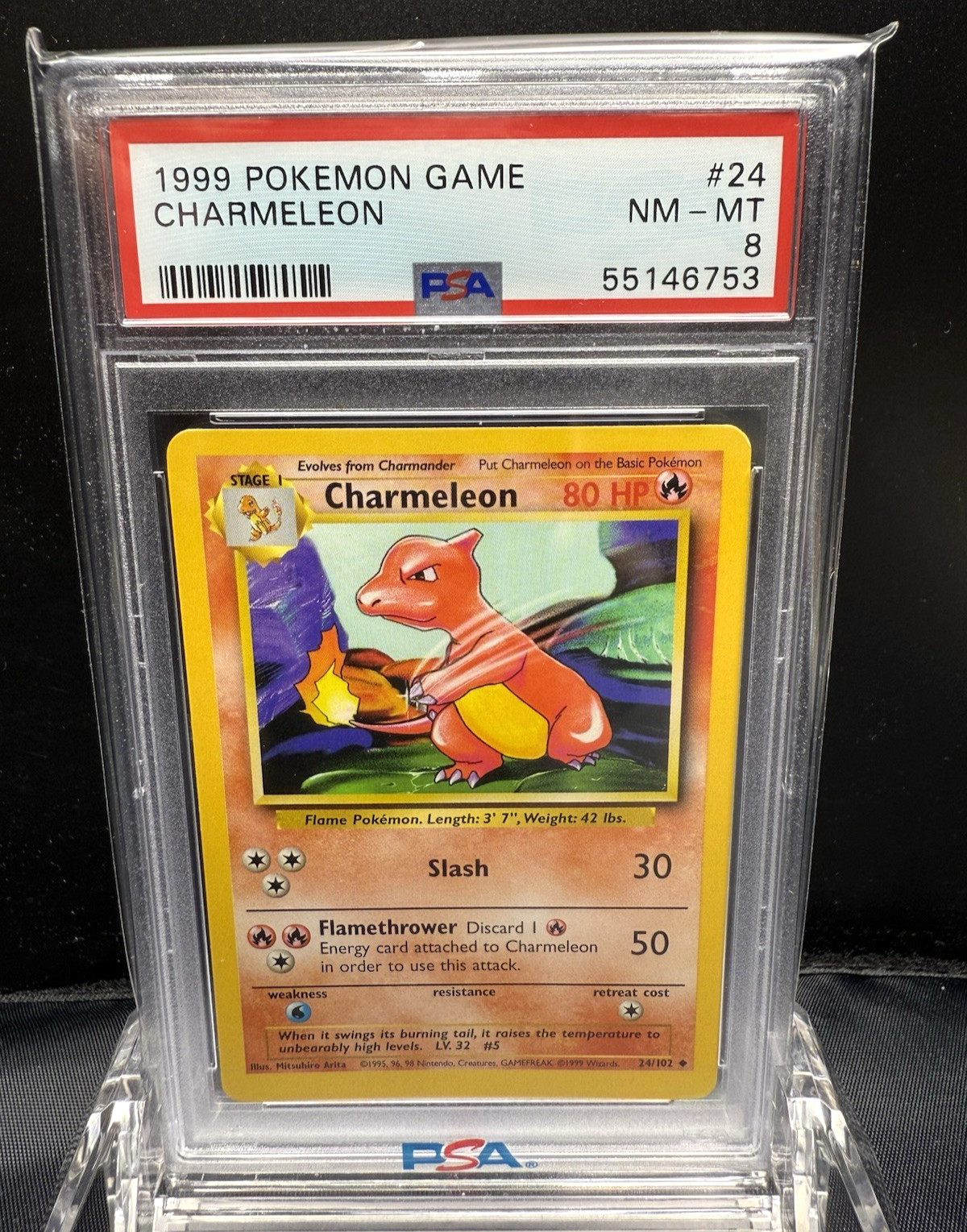 1999 POKEMON GAME CHARMELEON #24 PSA 8