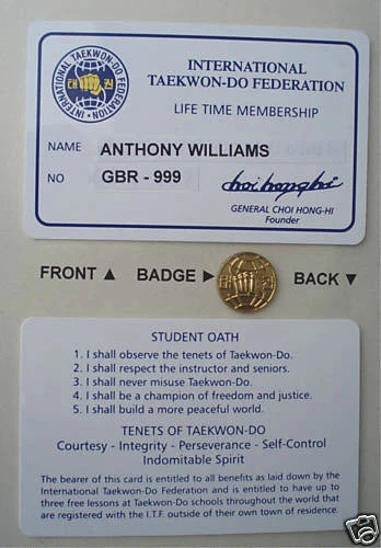 ITF TAEKWONDO LIFE MEMBERSHIP - Benefits include ID Card, Badge and FREE LESSONS - Image 4 of 4