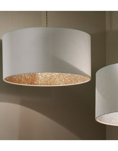 18" Lavish Cream Outer & Glitter Gold Inner Drum Shape Dazzle Ceiling Light Shad - Picture 2 of 3