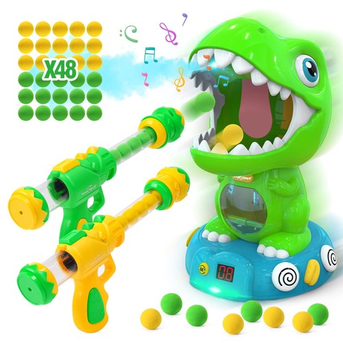 Movable Dinosaur Shooting Toys for Kids 5-7 with Spraying, Electronic Target ...