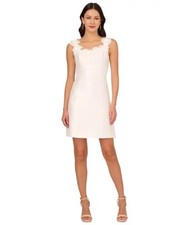 Adrianna Papell Women's Mikado Embellished Sheath Dress Ivory Size 8 179