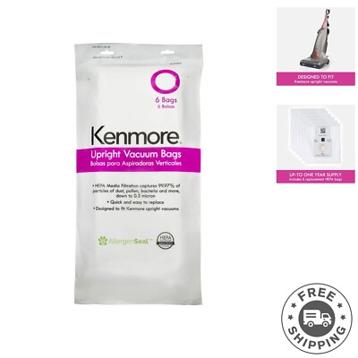 6 Pack HEPA Vacuum Bags for Upright Cleaners - Captures 99.97% Dust & Allergens