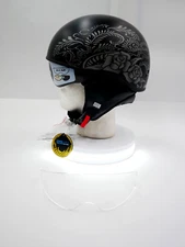 GMAX H1657073 HH-65 HALF HELMET ROSE NAKED MATTE BLACK/SILVER XS