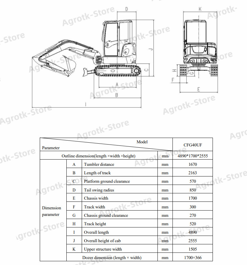 CFG 40UF Mini Excavator 4 Ton Digger 25HP Diesel Kubota Engine Hydraulic Thumb