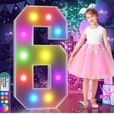 Colorful 4FT Marquee Numbers 6, 18 Colors Large Light up NumbersRGB w/Remote