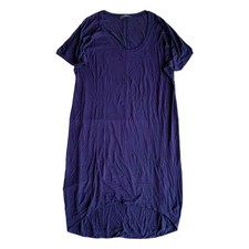 Alexander McQueen McQ Navy Blue Short Sleeve High Low Hem Long Dress Womens