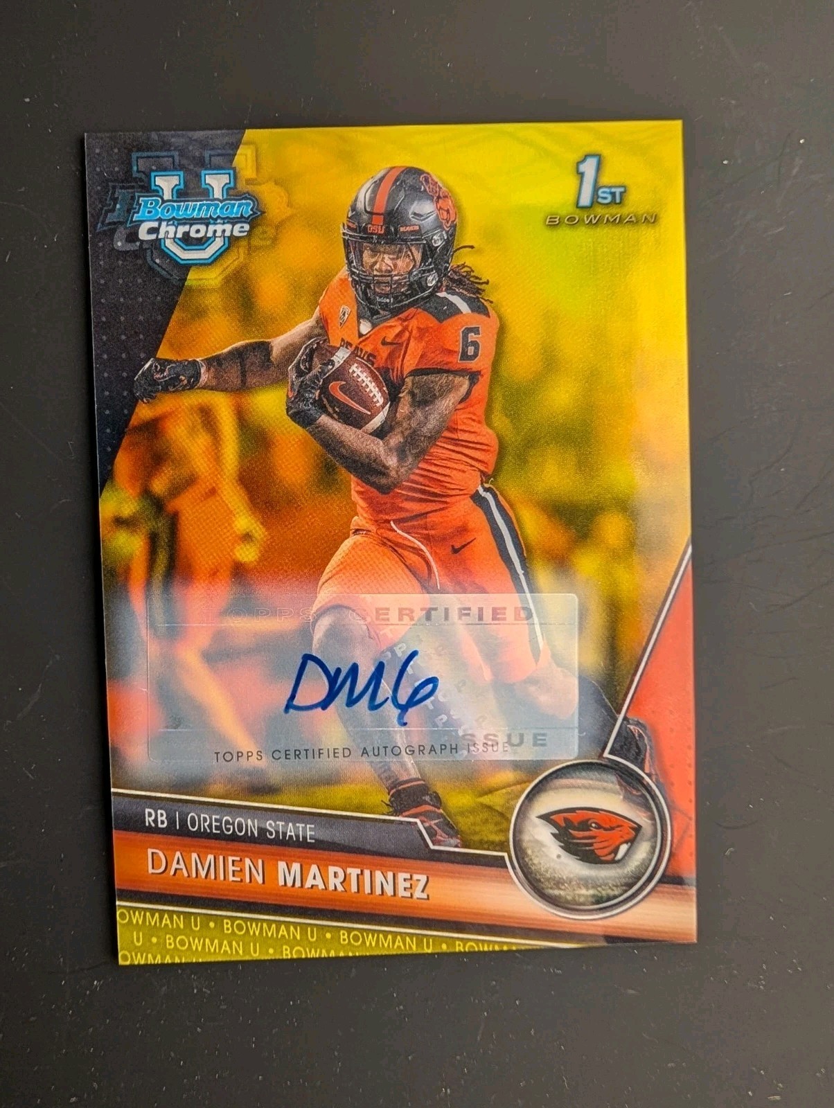 Damien Martinez Yellow Auto /75 2023 Bowman Chrome U University