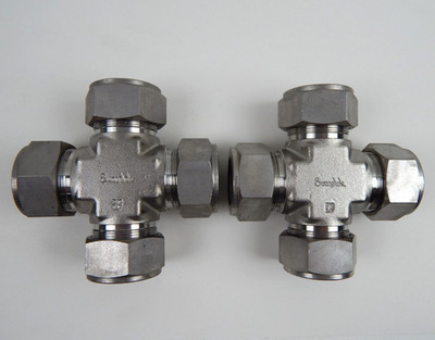 2x Swagelok SS-1610-4 Stainless Steel Tube Fitting 1'' OD Cross Union 4-Way