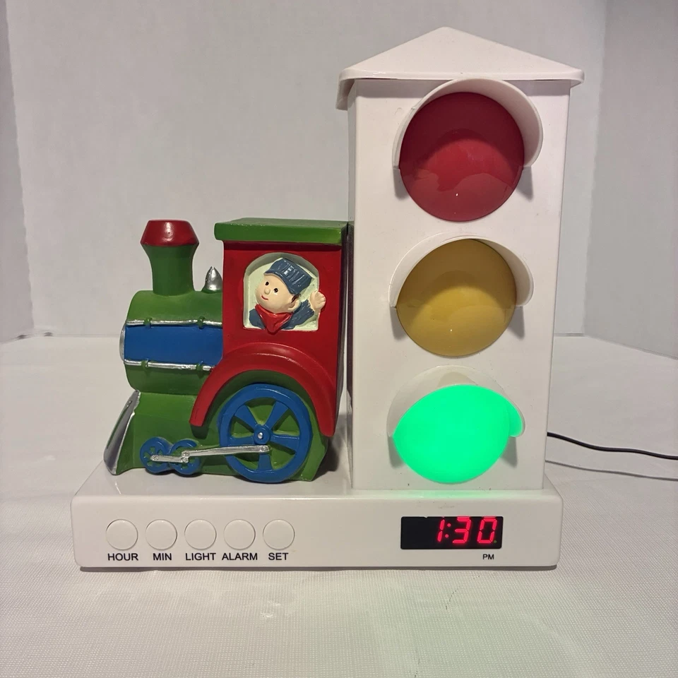 Myco Train Traffic Light Kids Alarm Clock Nightlight Works AC Power Only - Image 2 of 4