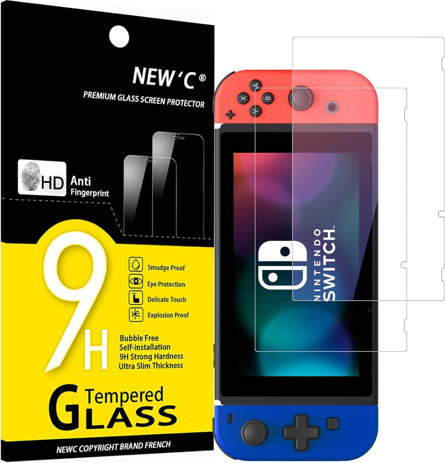 Nintendo Switch 9H Schutzglas UltraKlare HD-дисплей в футляре, комплект из 2 предметов