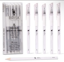White Gel Pens 5 Tip Sizes 0.5-1.2mm Archival Ink Art Drawing 5 Pack Craft Sew