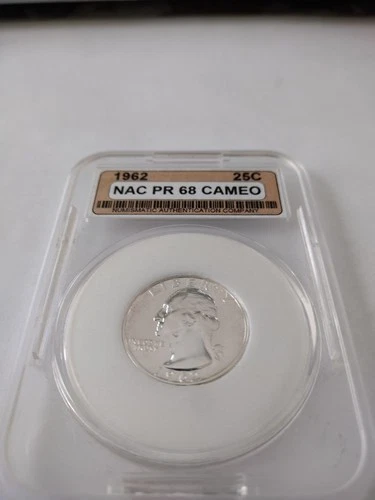 1962 Proof Washington Quarter Silver Coin 90% NAC PR68 COA Cameo See Pics