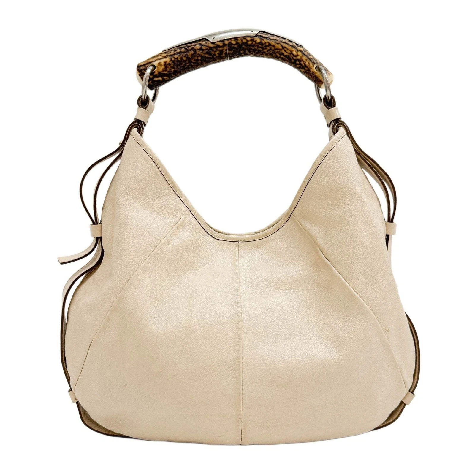 Saint Laurent — SAINT LAURENT Mombasa Cream Beige Leather Shoulder Bag
