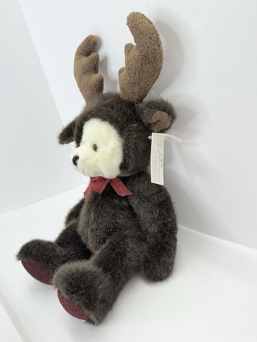 Russ Berrie Broose Holiday Plush Teddy Bear in Moose Reindeer Brown Costume 11" - Picture 2 of 11