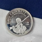 .999 Fine Silver 1 Troy Oz Round 1986 DAVY CROCKETT