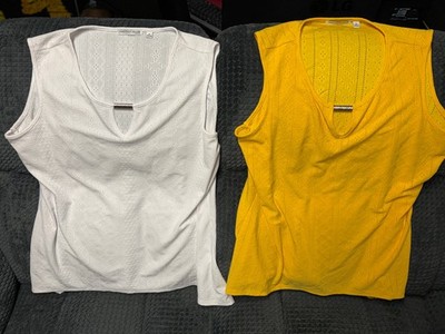 Notation Woman Sleeveless Top Lot of 2 Size 1X Lot of 2 Yellow and White
