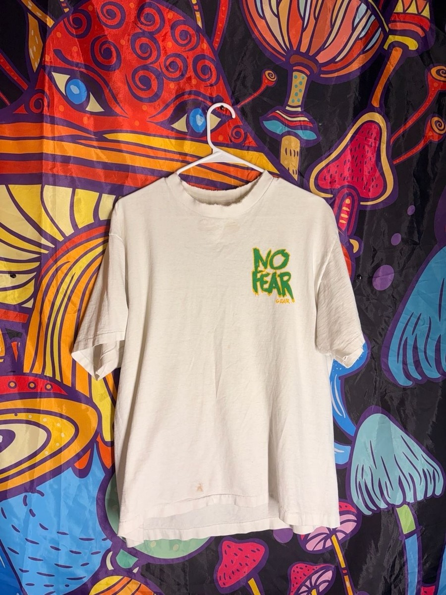 Vintage 90s No Fear Gear Distressed Graphic T-Shirt XL Single