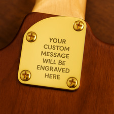 Custom Engraved Etched Gold Finish Curved Guitar Neck Plate