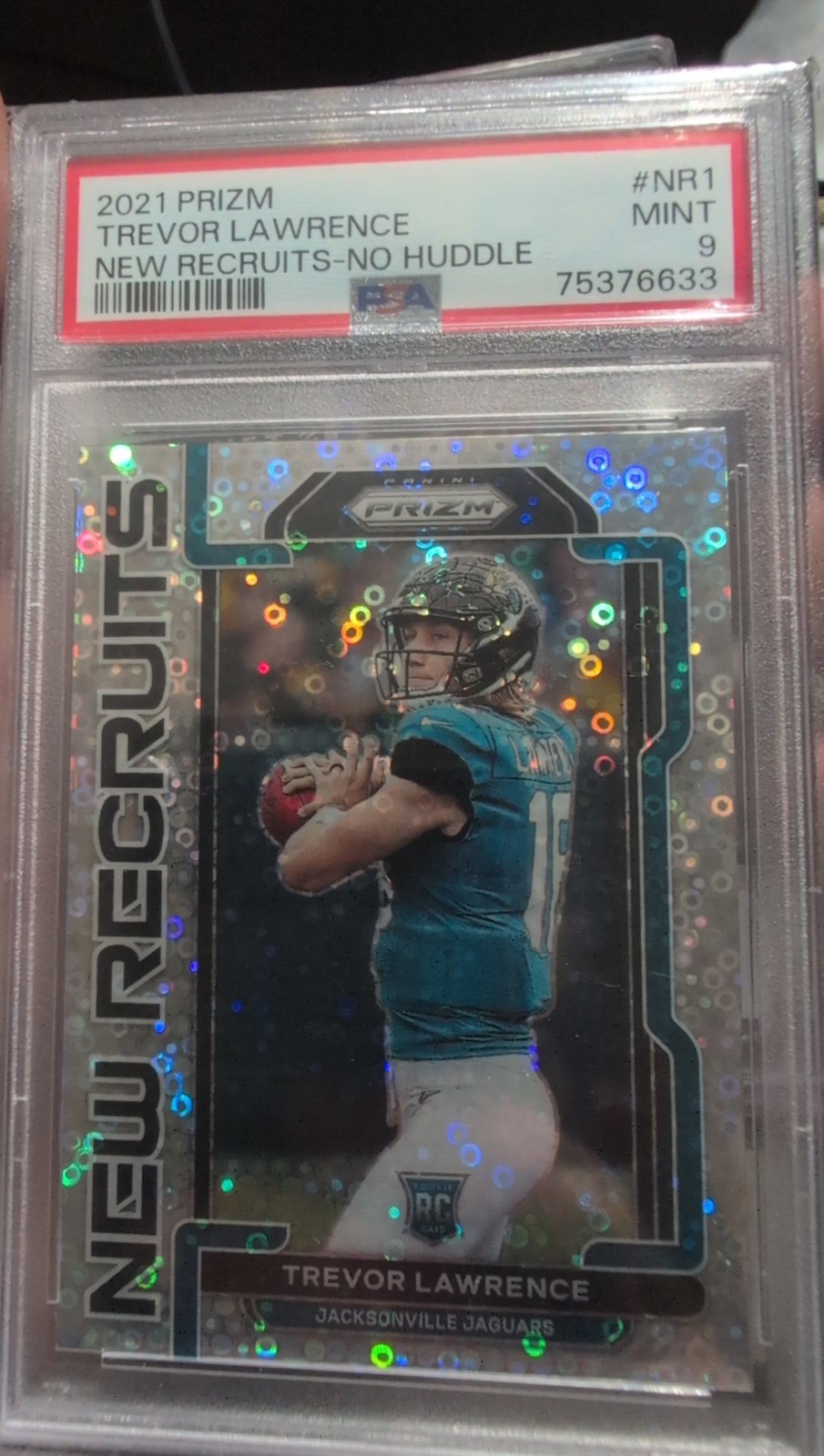 2021 Panini Prizm Trevor Lawrence No Huddle New Recruits Silver Disco PSA 9 (RC)