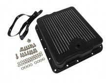 Chevy Gm Finned Black Aluminum Transmission Pan 700r4 4l60e Stock Depth 2-12