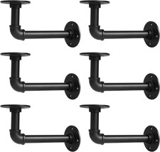 Industrial Pipe Shelf Brackets, 6 Pack Iron L-Shaped Shelving Brackets for 7-14