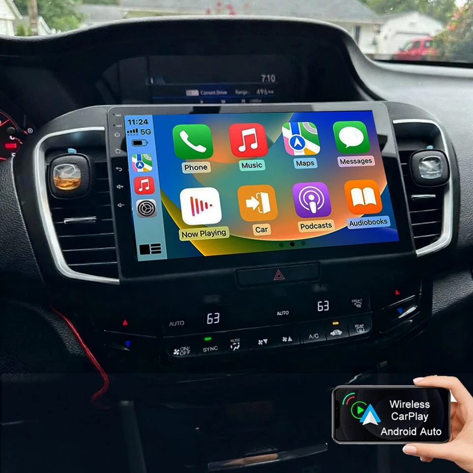 Android Apple Carplay Auto Stereo GPS Radio 32G For Honda Accord 9th 2013-2015 Foto 3 de 4