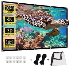 120" White 4K 16:9 HD Rear Front Projector Screen - White
