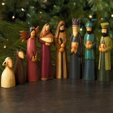 Vintage Folk Art Nativity Set, Christmas Decorations, Collectible Figurines, Bab