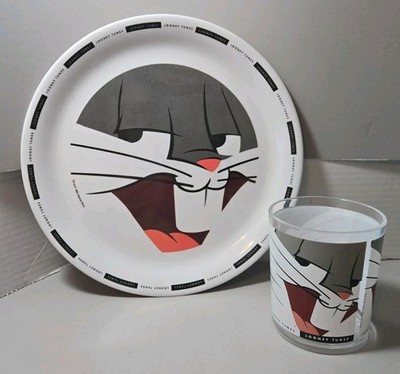 Zac Designs Looney Tunes 10'' Melamine Plate & Plastic Cup Big Face Bugs Bunny