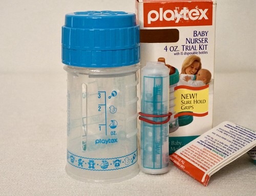 Vintage Playtex Nurser Probierset 4 Unzen Babyflasche Drop-in-Einlagen Flat Top Brustwarze - Bild 9 von 17
