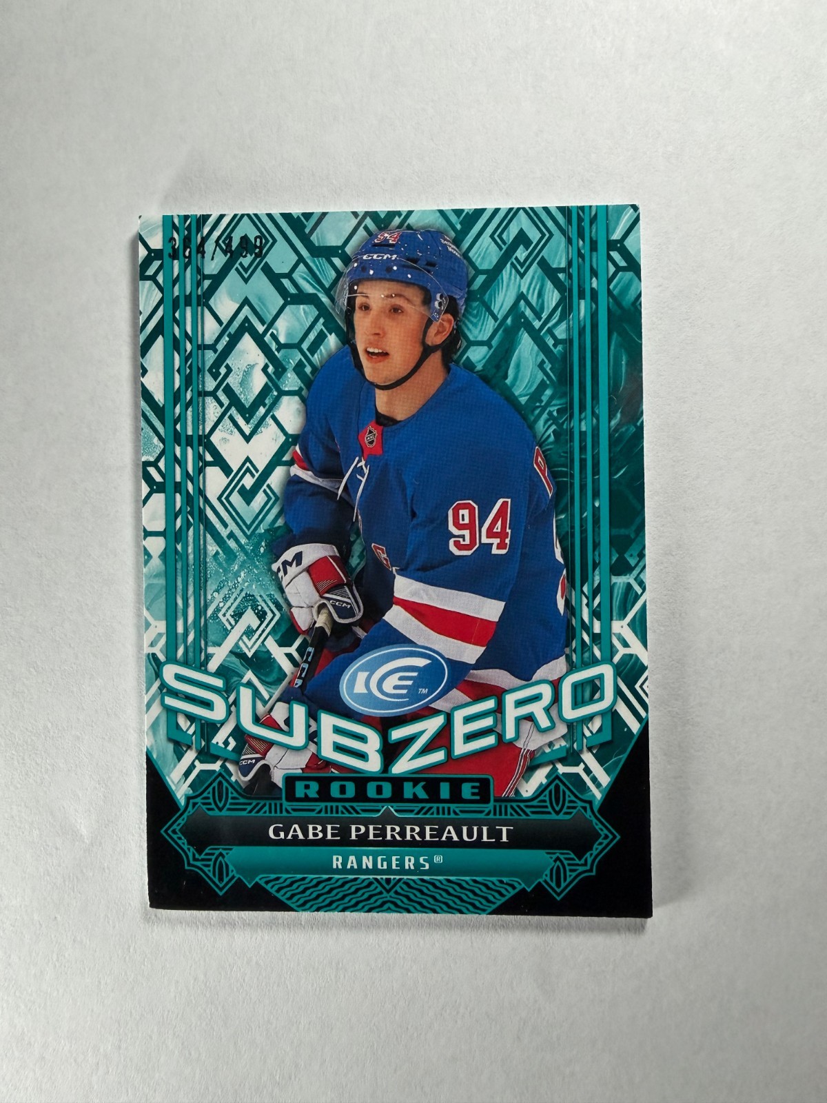 2025-26 Upper Deck Ice Sub Zero Rookie Gabe Perreault /499 #SZ-54 Rangers 