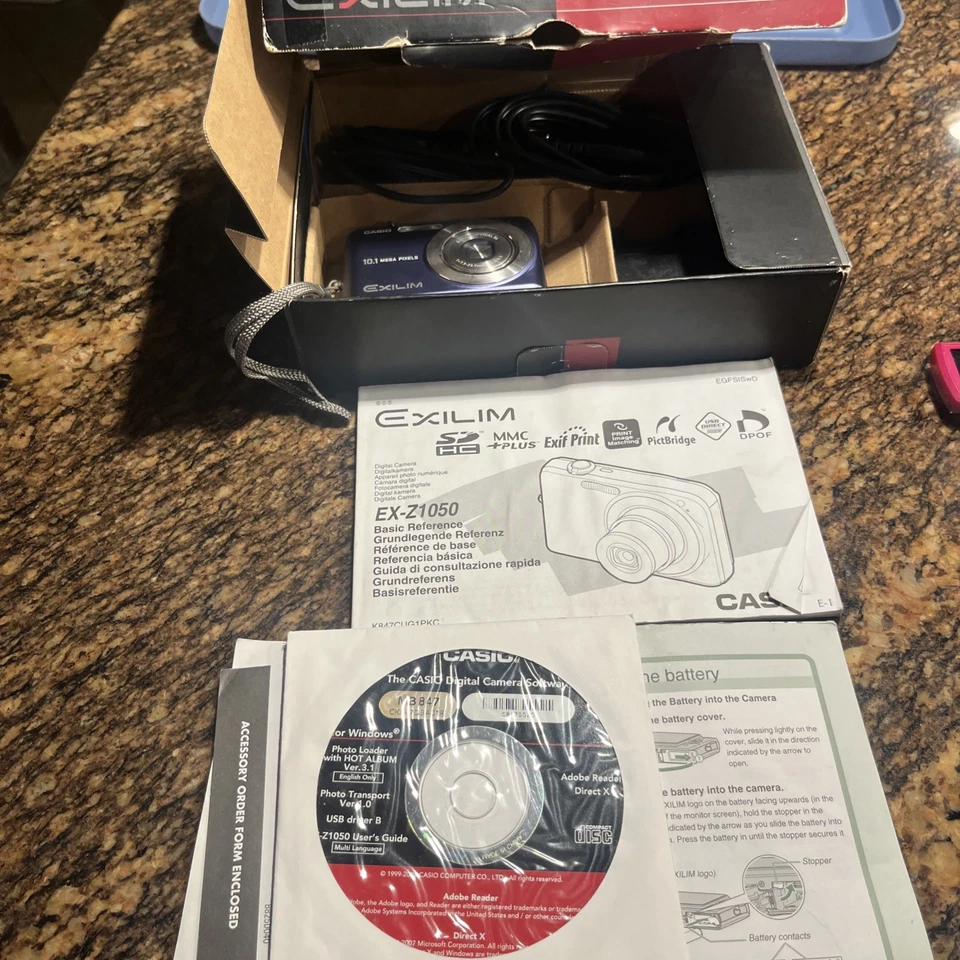 Casio EXILIM ZOOM EX-Z1080 10.1MP 3x Optical Zoom Purple w/ Box Memory Card - Image 2 of 4