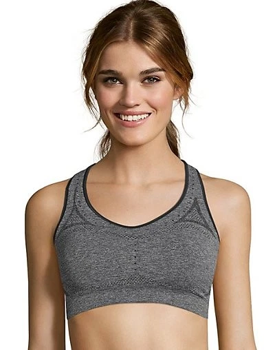 Hanes Racerback Sports Bra Womens Seamless Jog Fitness Running Workout Wirefree