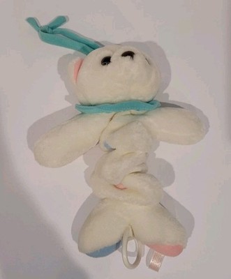 Vintage Soft Dreams Bear Musical Pull Down Plush Crib Toy WORKS Brahms Lullaby 