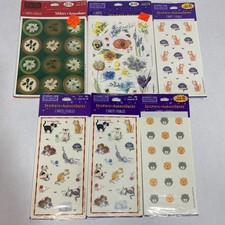 Hallmark Heartline Stickers Lot Of 6 Flowers Cats Christmas