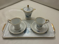 Set vassoio, tazzine caffè, zuccheriera Bavaria Hertel Jacob bordo oro zecchino