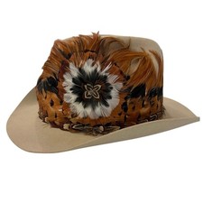 Vtg Stetson Beaver 3x pheasant Sahara cowboy hat 7 3/8 made in USA 80s Western