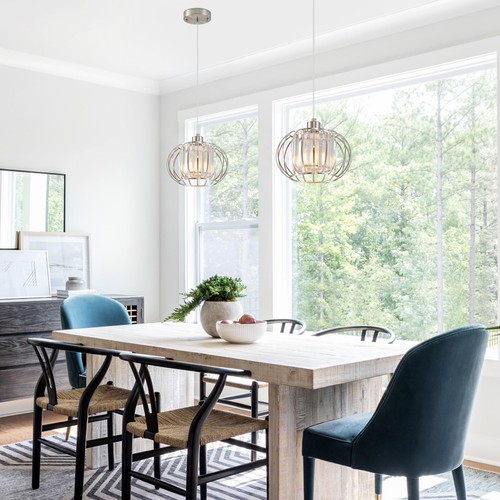 Brushed Nickel Pendant Light Fixtures, Modern Crystal Hanging Ceiling Light, ... - Picture 7 of 9