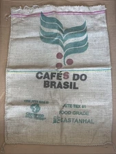 2 Cafe's Do Brasil 50 lb. Burlap Coffee Bean Bag Colorful Sack Multipurpose