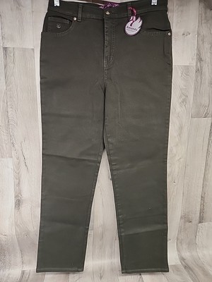 Gloria Vanderbilt Women's Stretch Classic Fit Amanda Jeans OLIVE GREEN Size 12P