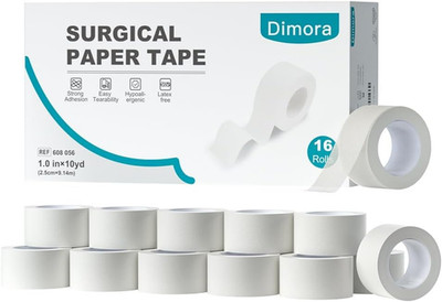 Dimora Paper Medical Tape 16 Rolls- Hypoallergenic White Surgical Tape for Sensi